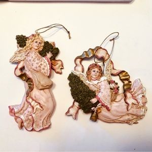 Vintage Resin Angels Xmas Ornaments, Design on Both Sides, Standing Angel*